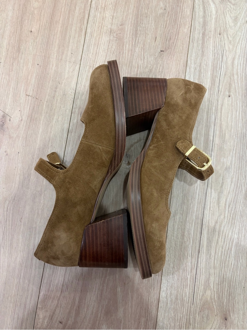 Steve Madden Tan Suede Mary Jane Block Heels Size 10 - Picture 2 of 5